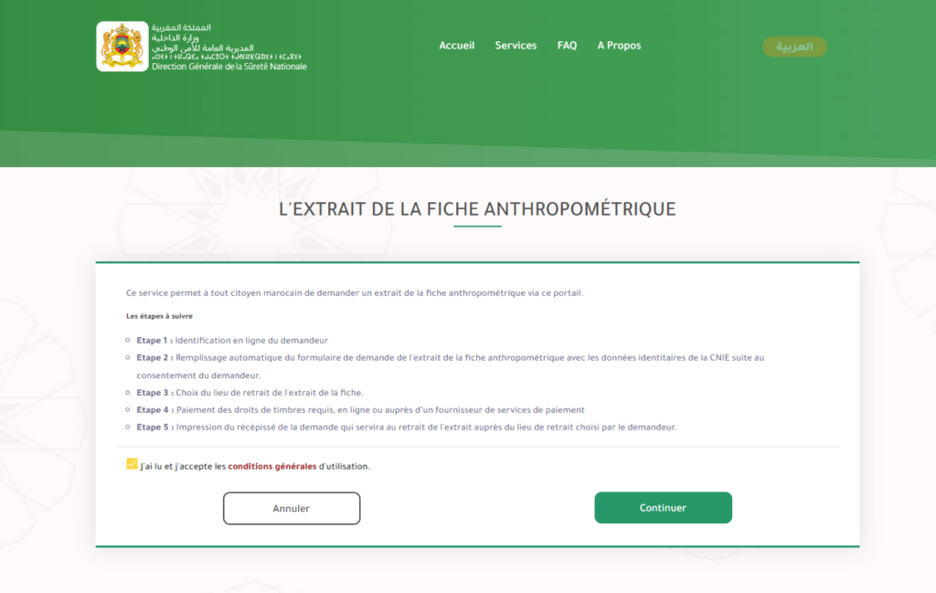 Sur le portail e-police, vous pouvez demander votre fiche anthropométrique depuis chez vous.
