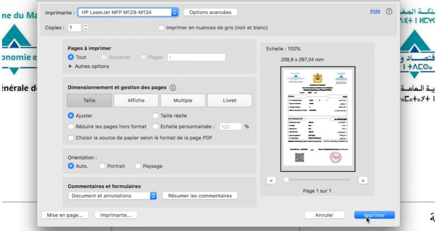 Téléchargement de la quittance officielle de paiement de la vignette depuis la rubrique Éditer quittance, document PDF servant de preuve légale en cas de contrôle