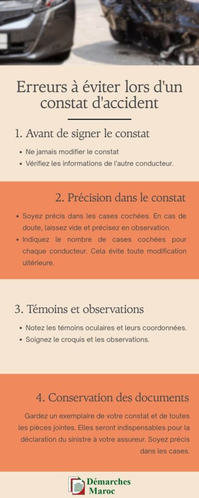 Infographie - Erreurs à éviter lors d'un constat d'accident