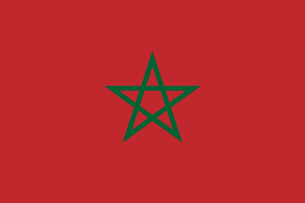 Drapeau rouge du Maroc avec étoile verte à cinq branches